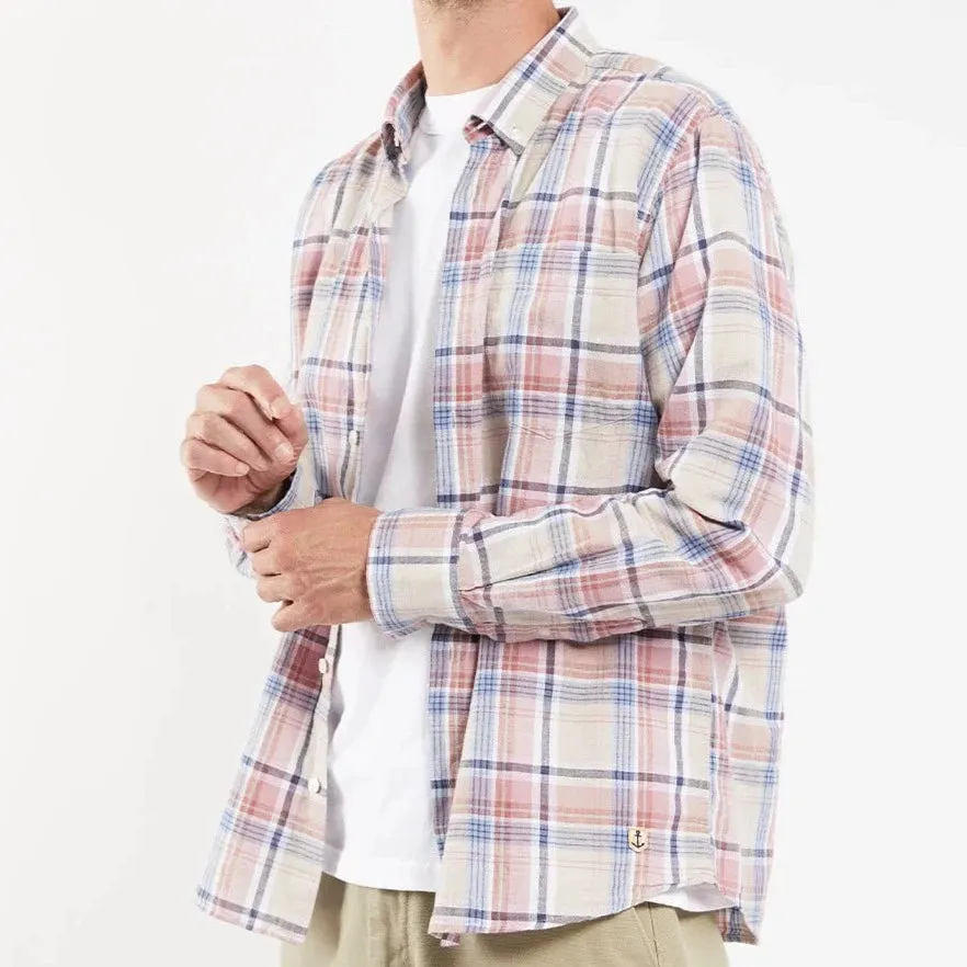 Long Sleeve Button Up Shirt (Carreaux Beige)