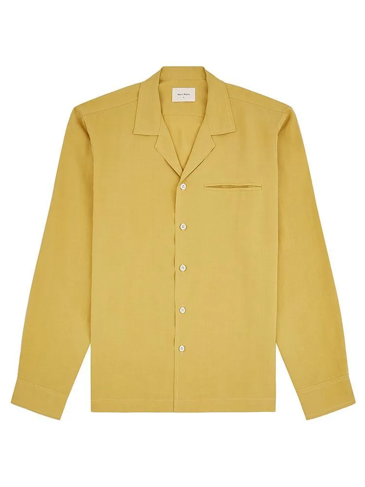 Long Sleeve Camp Collar Shirt - Mustard