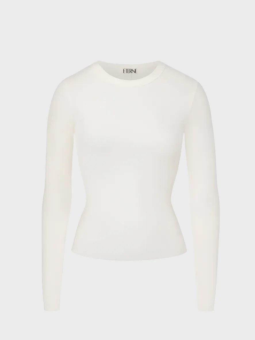 LONG SLEEVE FITTED TOP - CREAM