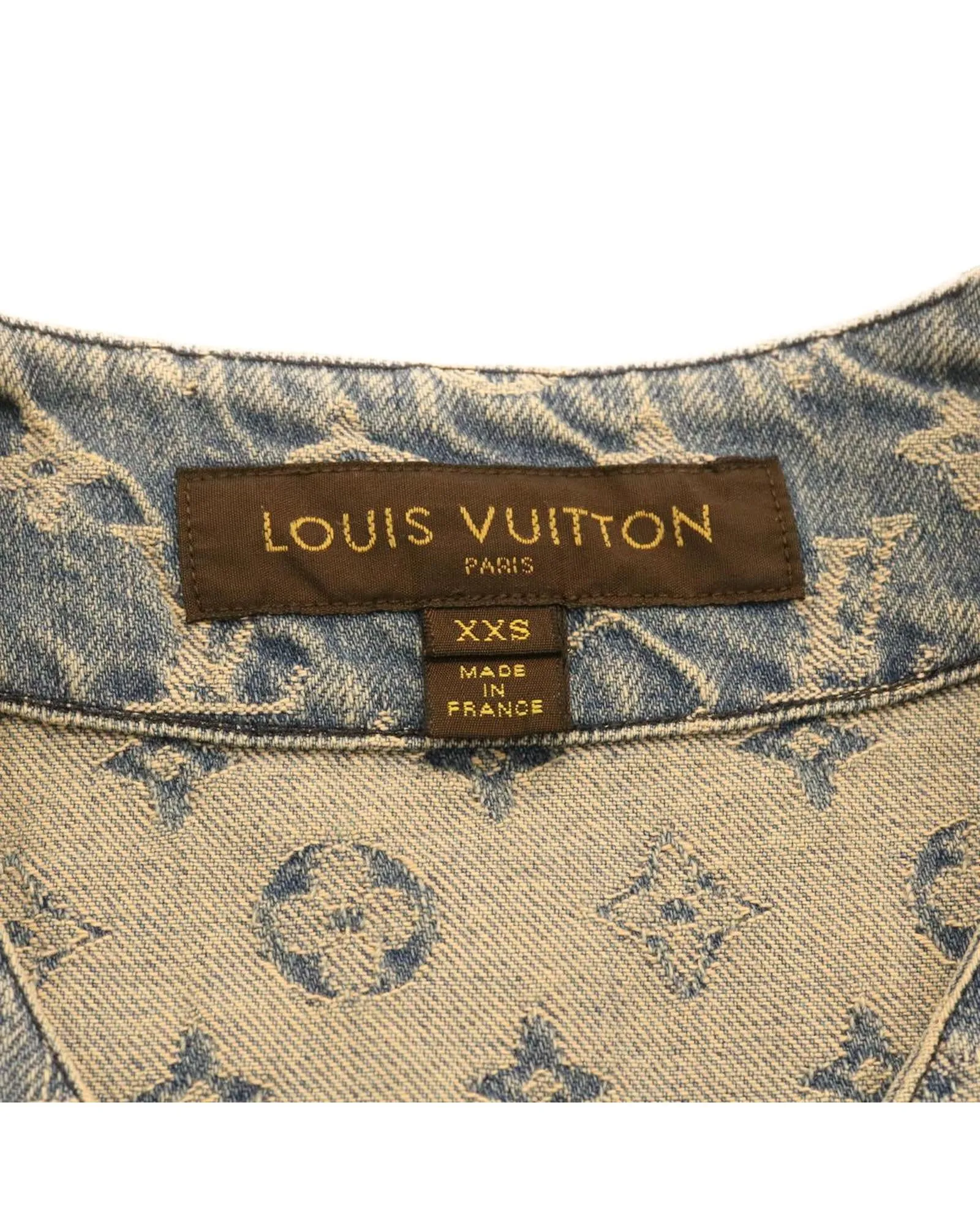 Louis Vuitton x Supreme Denim Baseball Jersey Blue