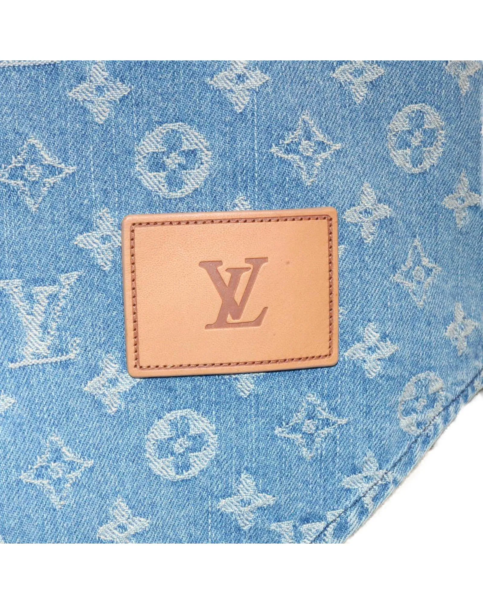 Louis Vuitton x Supreme Denim Baseball Jersey Blue