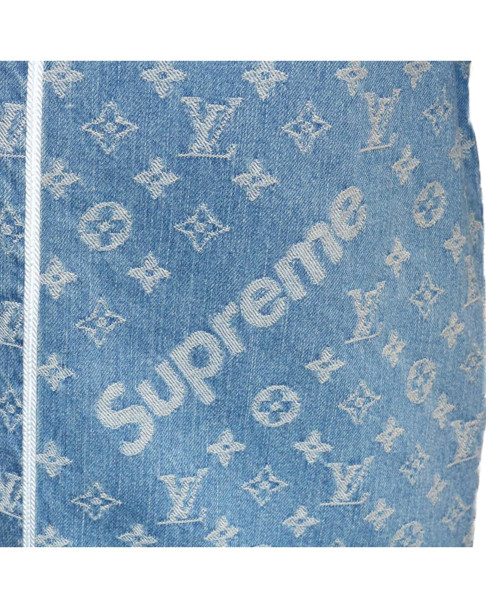 Louis Vuitton x Supreme Denim Baseball Jersey Blue