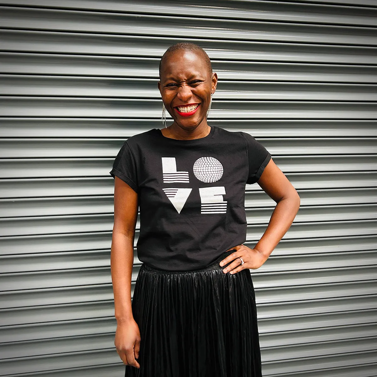 LOVE IS T-shirt Black & Silver