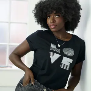 LOVE IS T-shirt Black & Silver