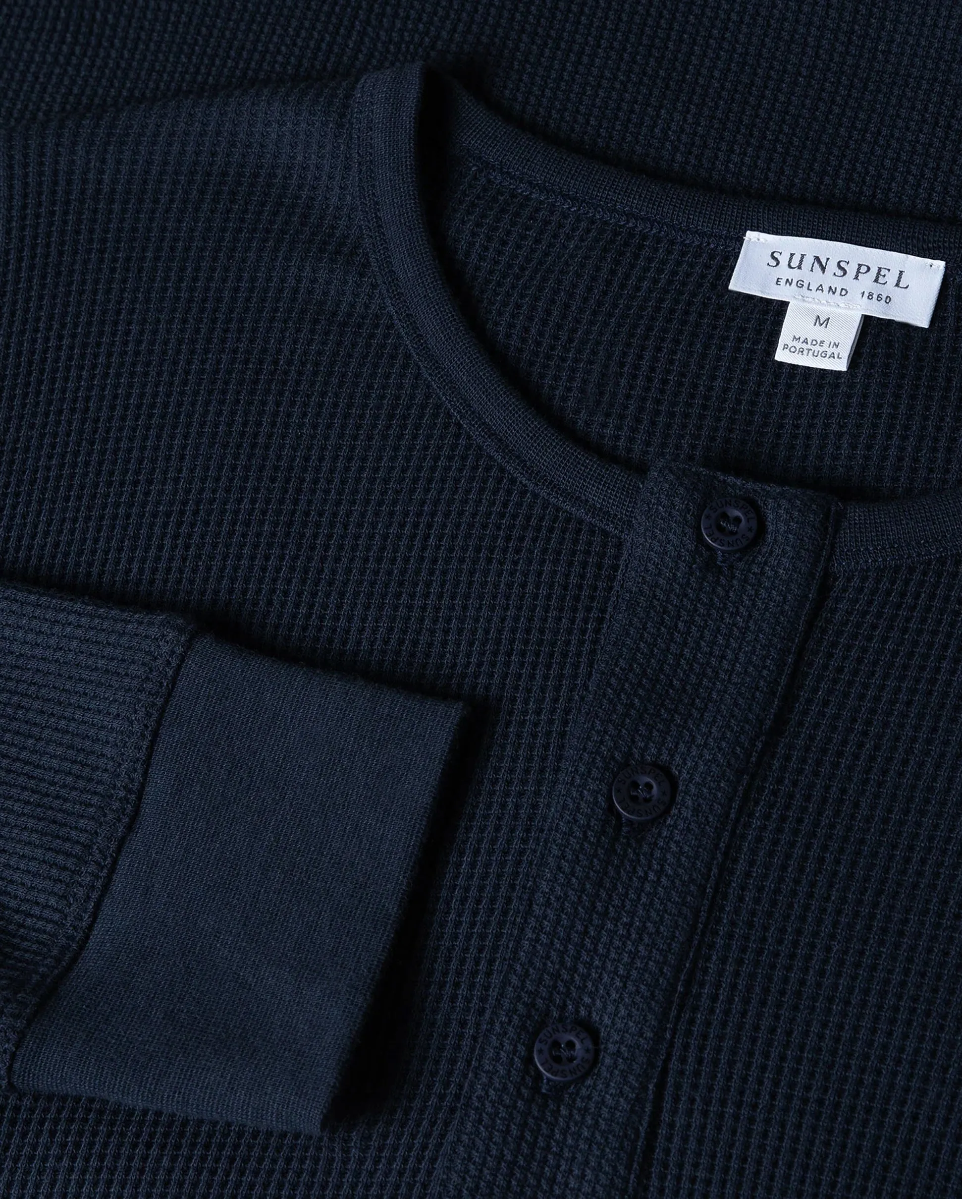 L/S WAFFLE HENLEY / NAVY