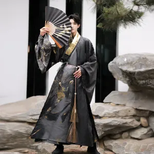 Made in the Ming Dynasty | Gold and black textured Hanfu men's Taoist robes