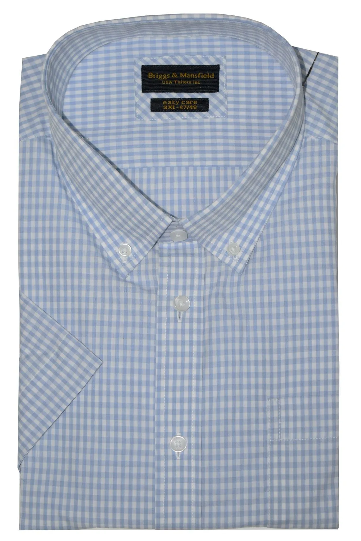 Mens Big Size Cotton Rich Button Down Collar Short Sleeve Smart Casual Shirts by Briggs & Mansfield