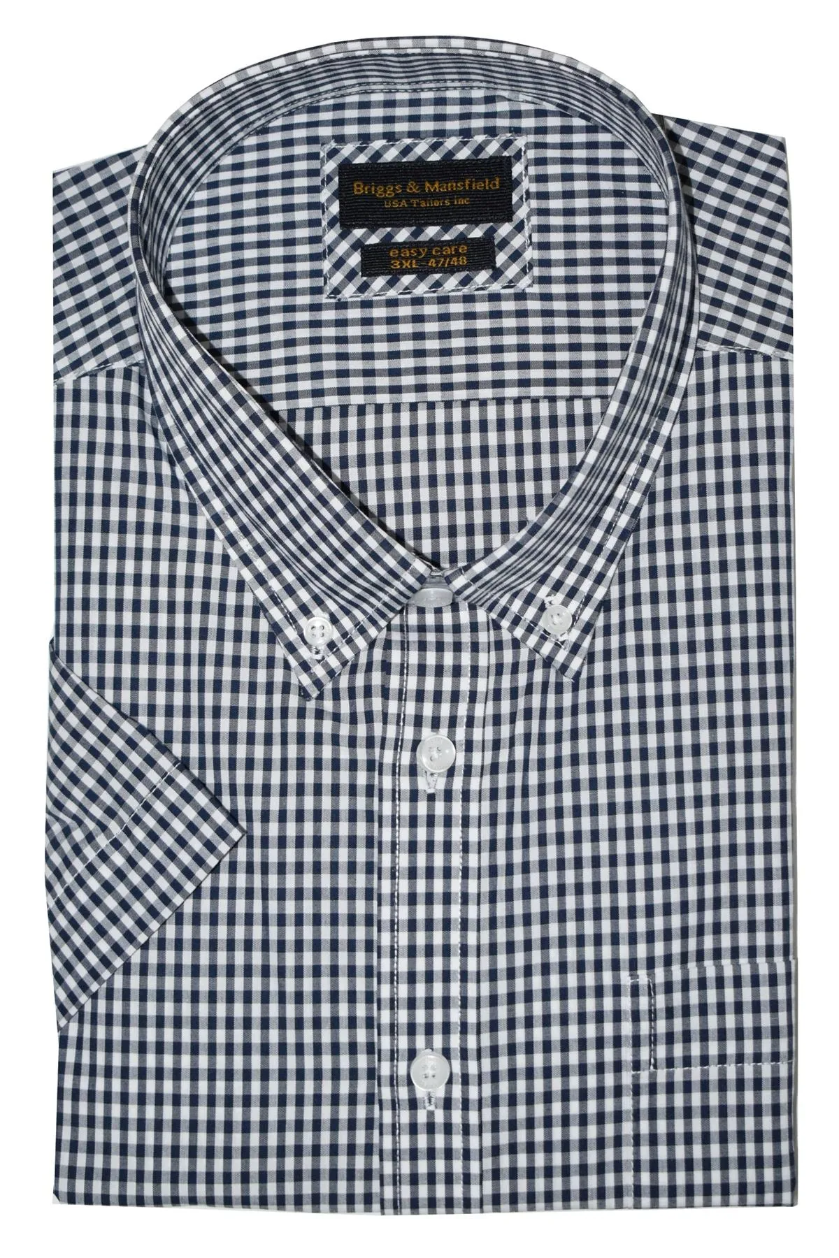 Mens Big Size Cotton Rich Button Down Collar Short Sleeve Smart Casual Shirts by Briggs & Mansfield