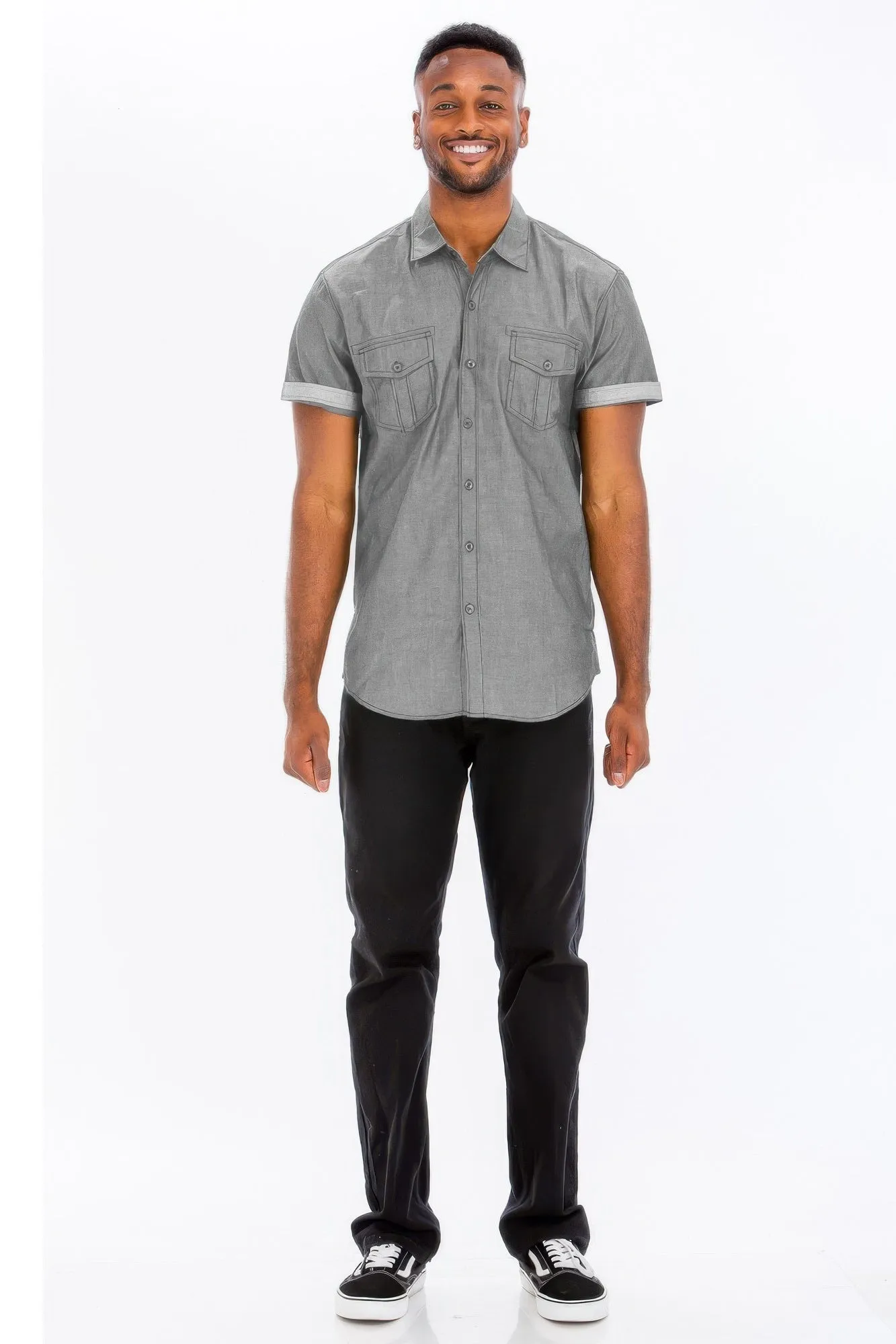 Men's Casual Short Sleeve Two Tone Shirts