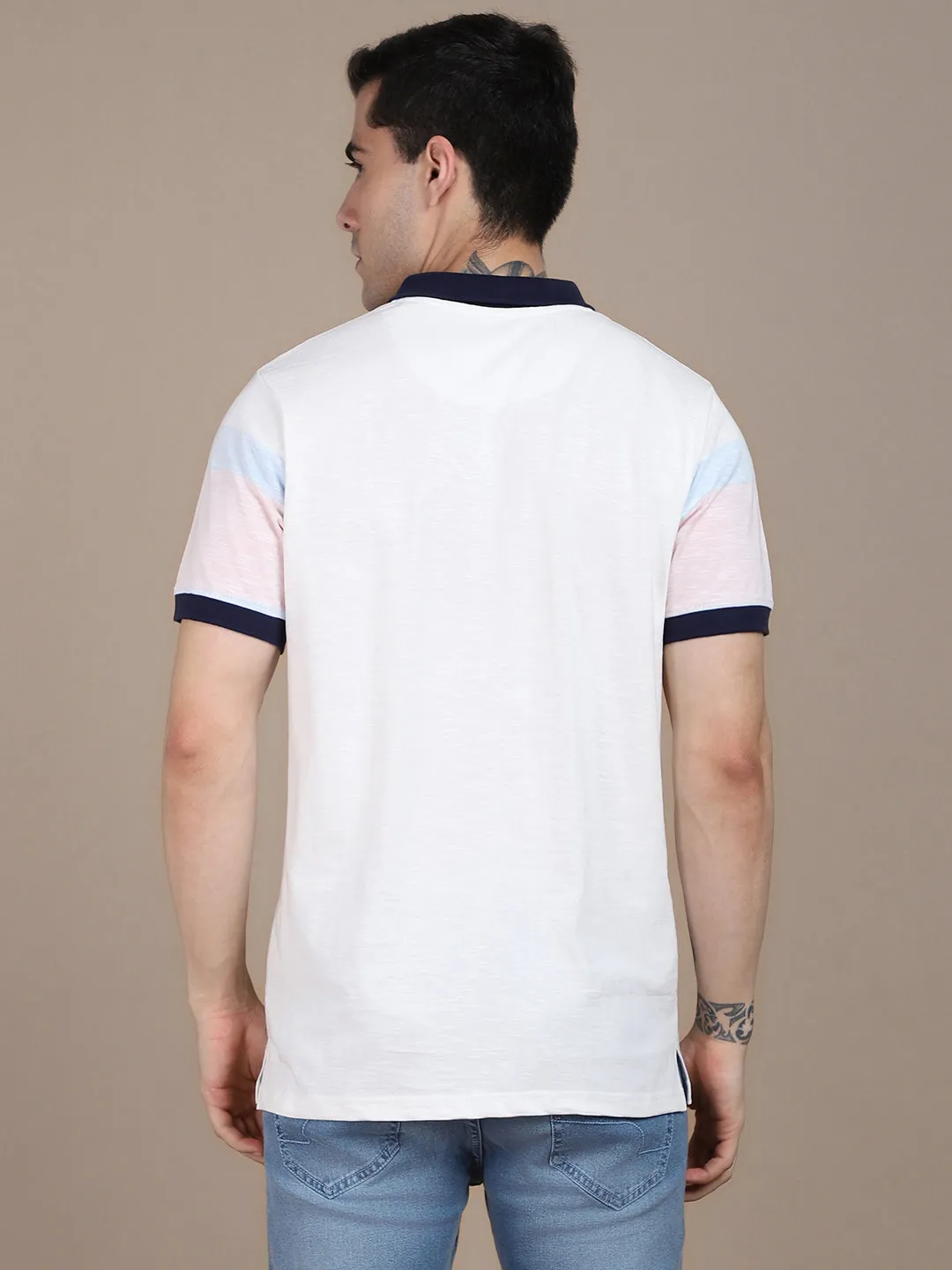 Men's Cotton Pink Solid Polo T-Shirt