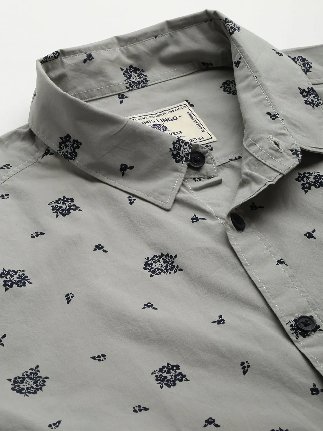 Men's Floral Prints Slim Fit Half Sleeves Shirts (Green)