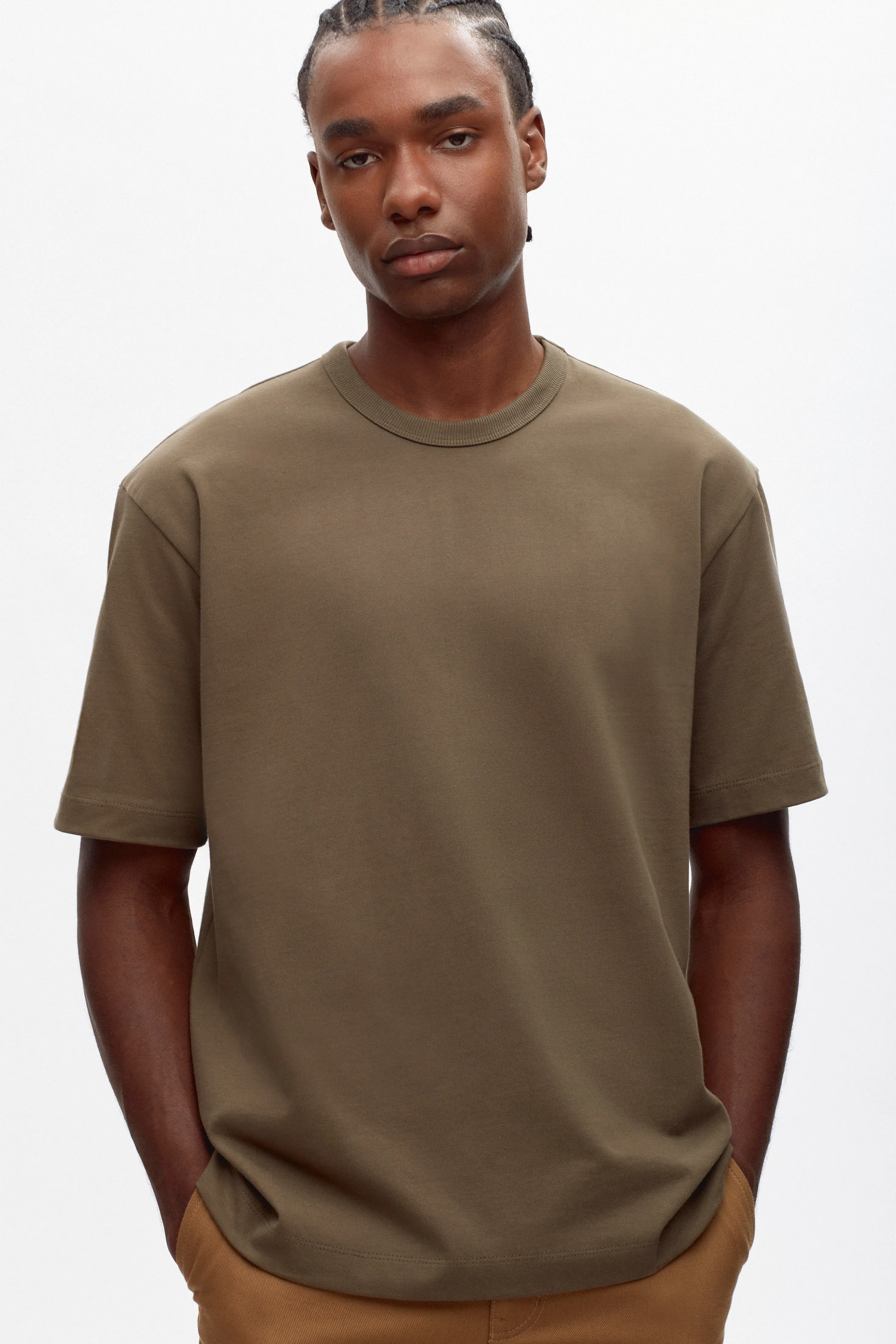 Men's Heavyweight Box Crew in Olive