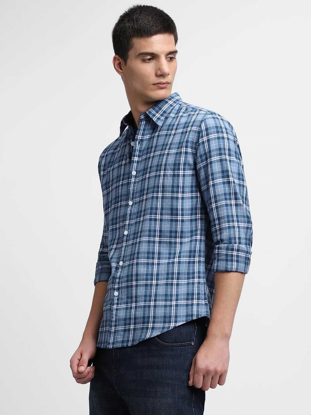 Men's Mid Blue Casual Shirts