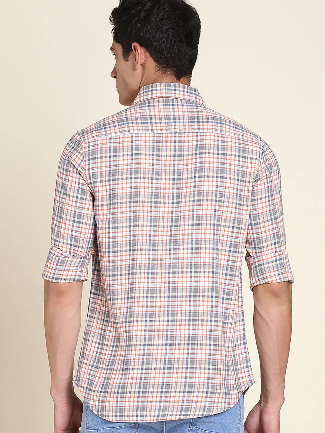 Men's Orange Checkered Shirts