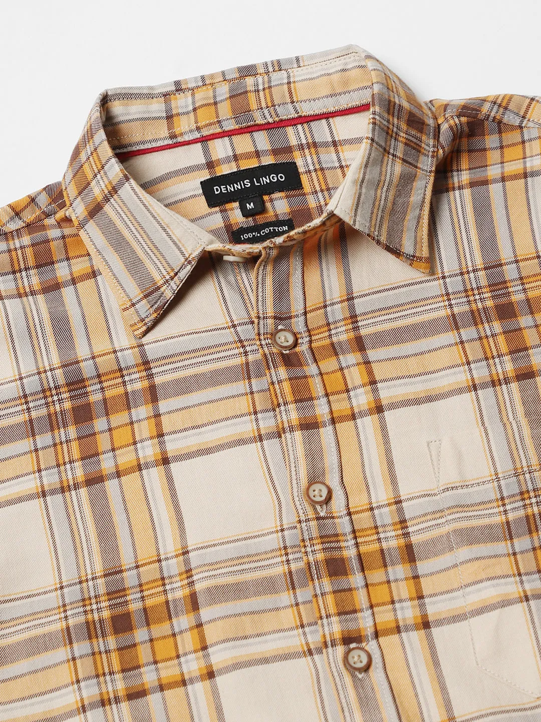 Men's Orange Spread Collar Long Sleeves Casual Shirt