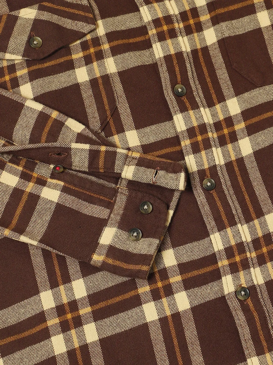 Men's Regular Collar Slim Fit Checks Maroon Casual Shirts