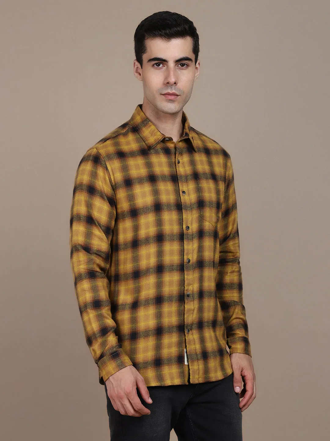 Men's Regular Collar Slim Fit Stripes Blue Casual Shirts