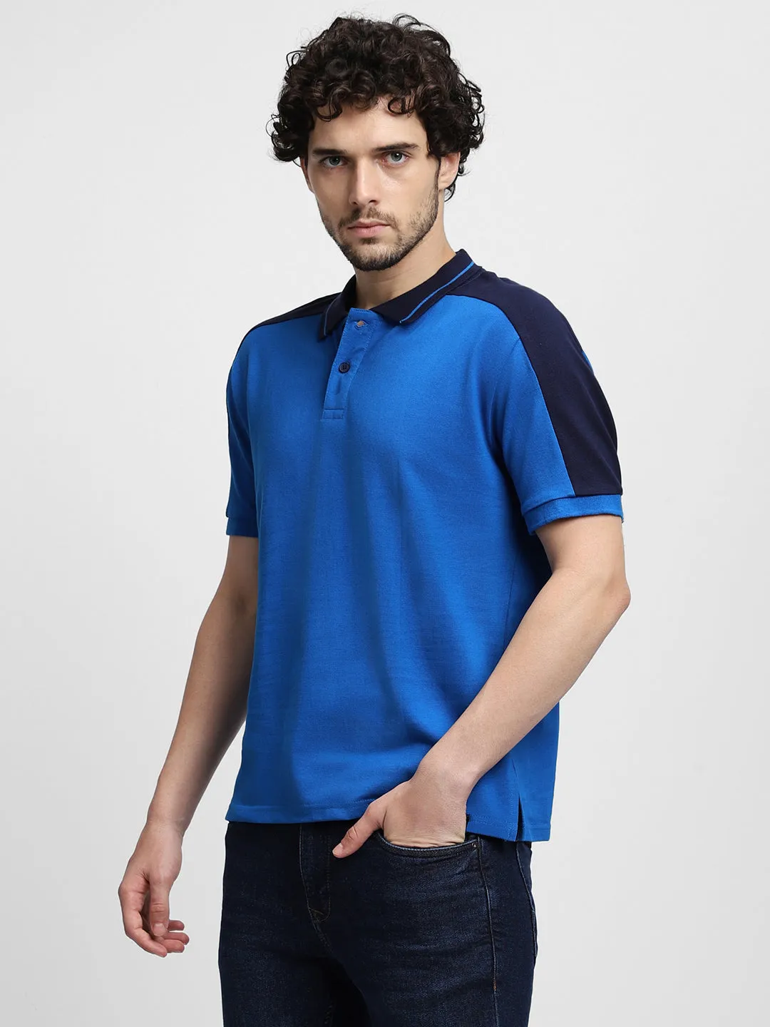 Men's Shirt Collar Regular Fit Abstract Print Navy Shirt