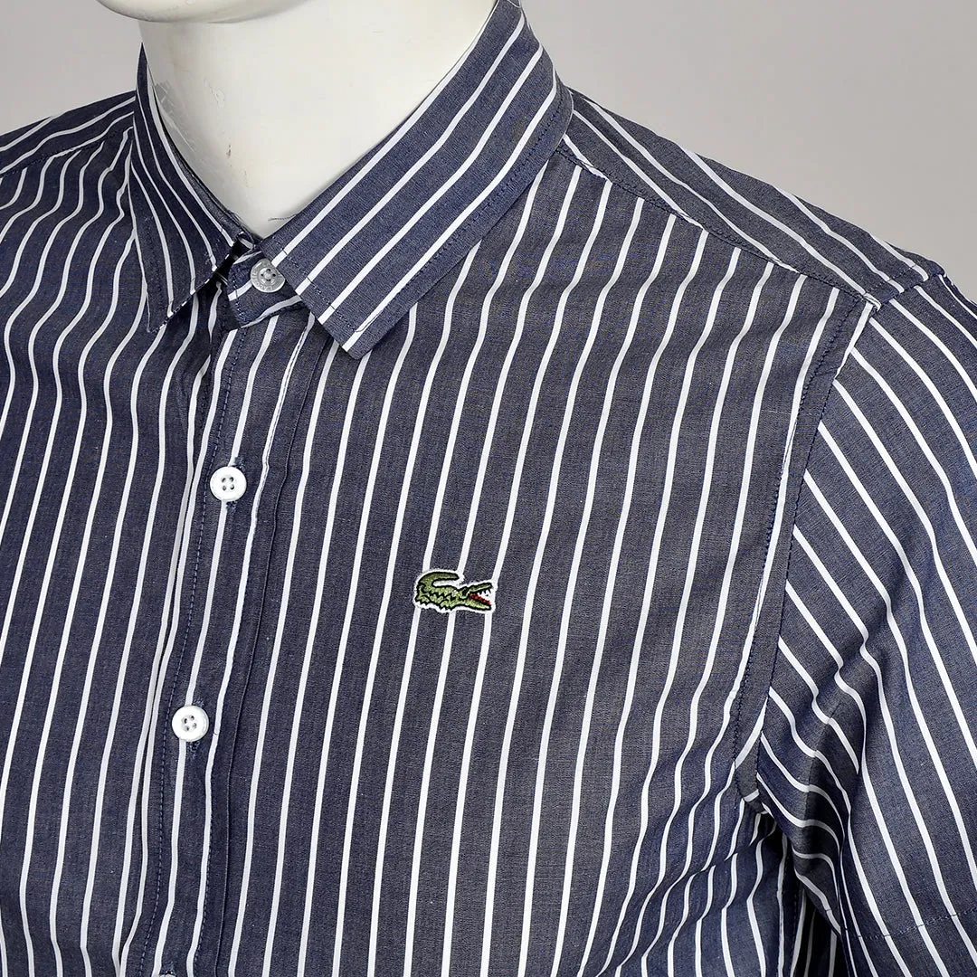 Men's Striped Lightweight Cotton Short Sleeve Shirt - Grey
