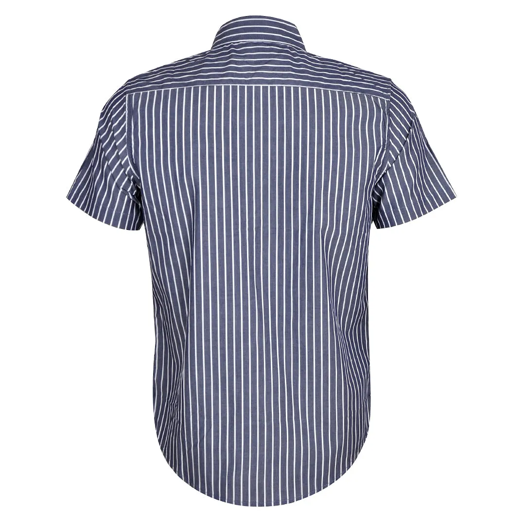 Men's Striped Lightweight Cotton Short Sleeve Shirt - Grey