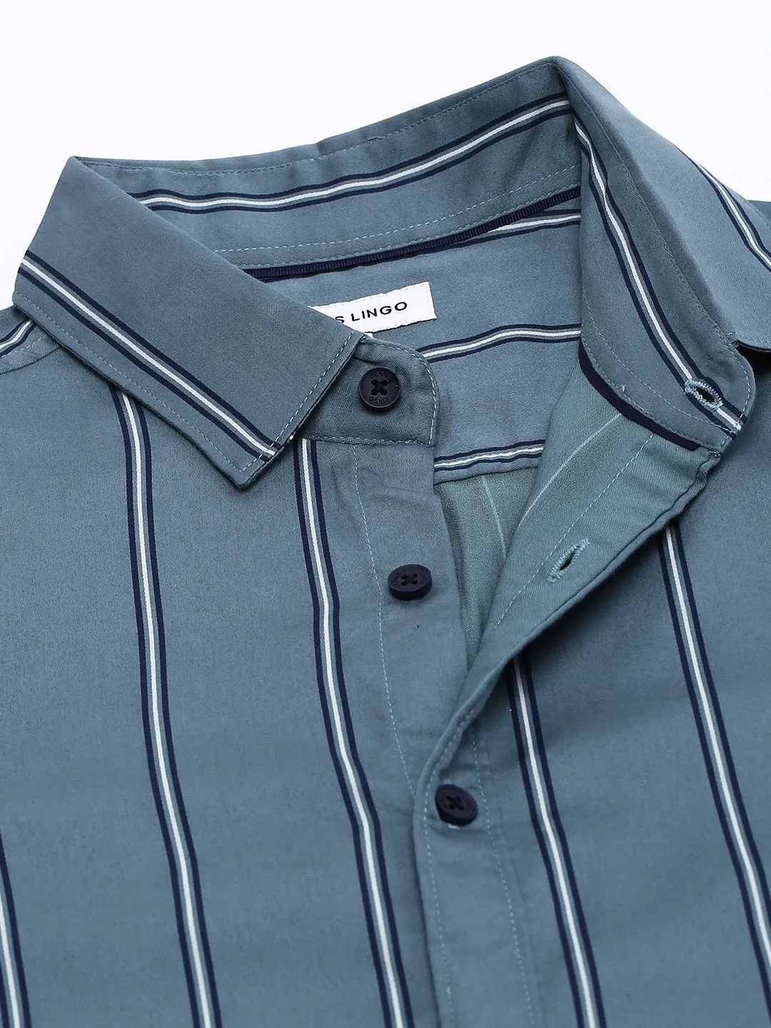 Men's Vertical Stripes Spread Collar Casual Shirts