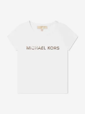 Michael Kors Girls Logo Print T-Shirt in White