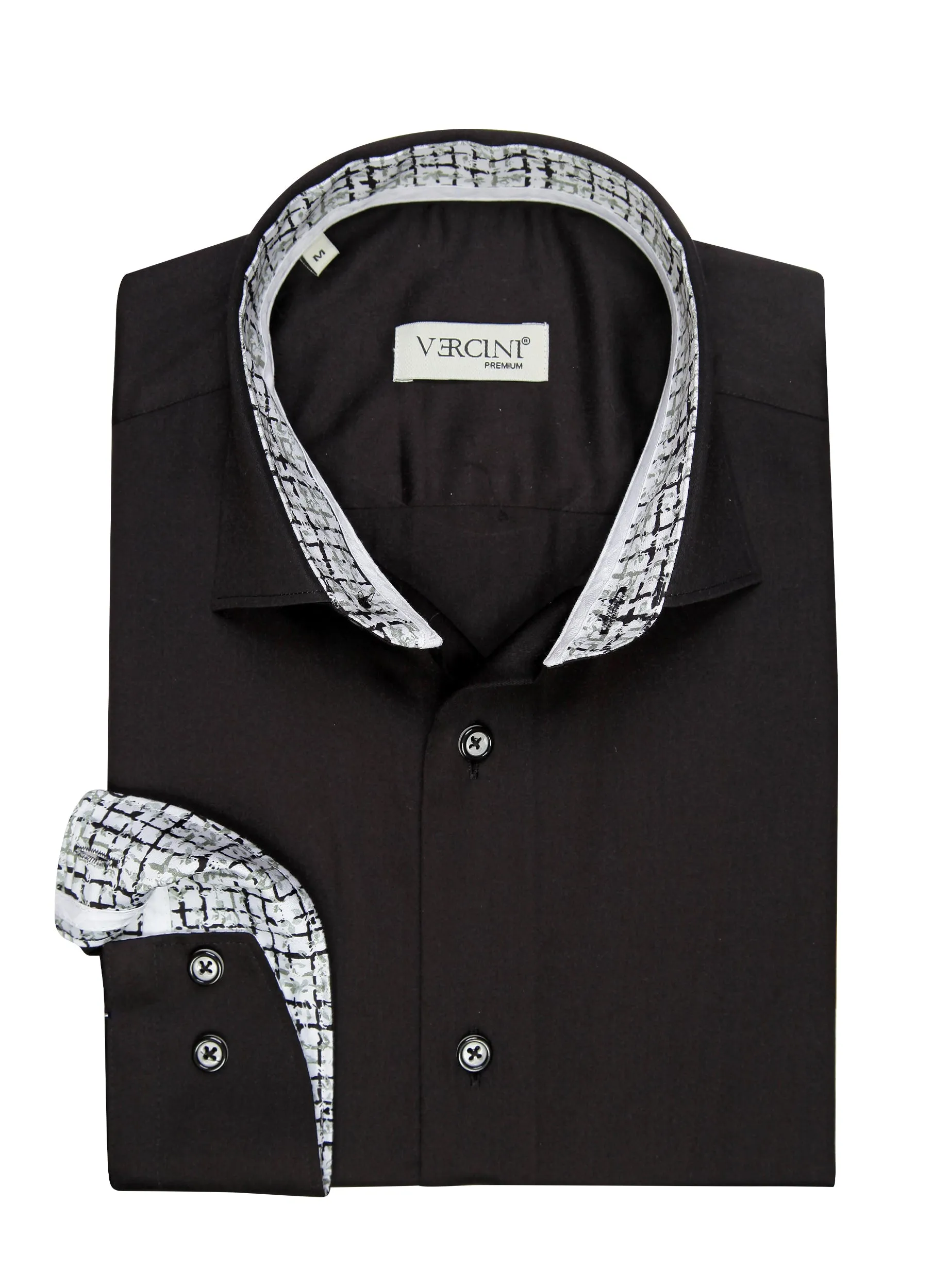 Monochrome Mosaic Prestige Men's Black Dress Shirt