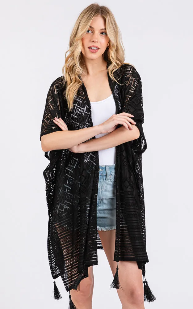 MS0432 GEOMETRIC PATTERN TASSEL COVER UP