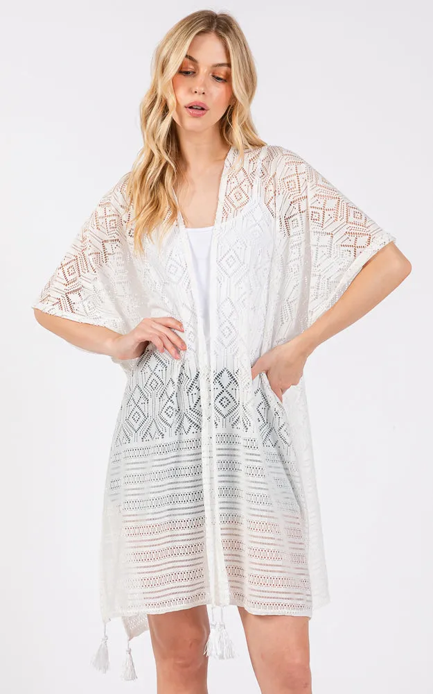 MS0432 GEOMETRIC PATTERN TASSEL COVER UP