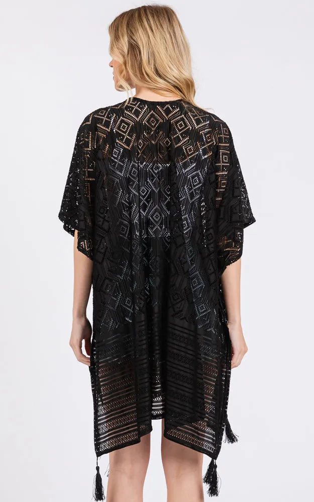 MS0432 GEOMETRIC PATTERN TASSEL COVER UP