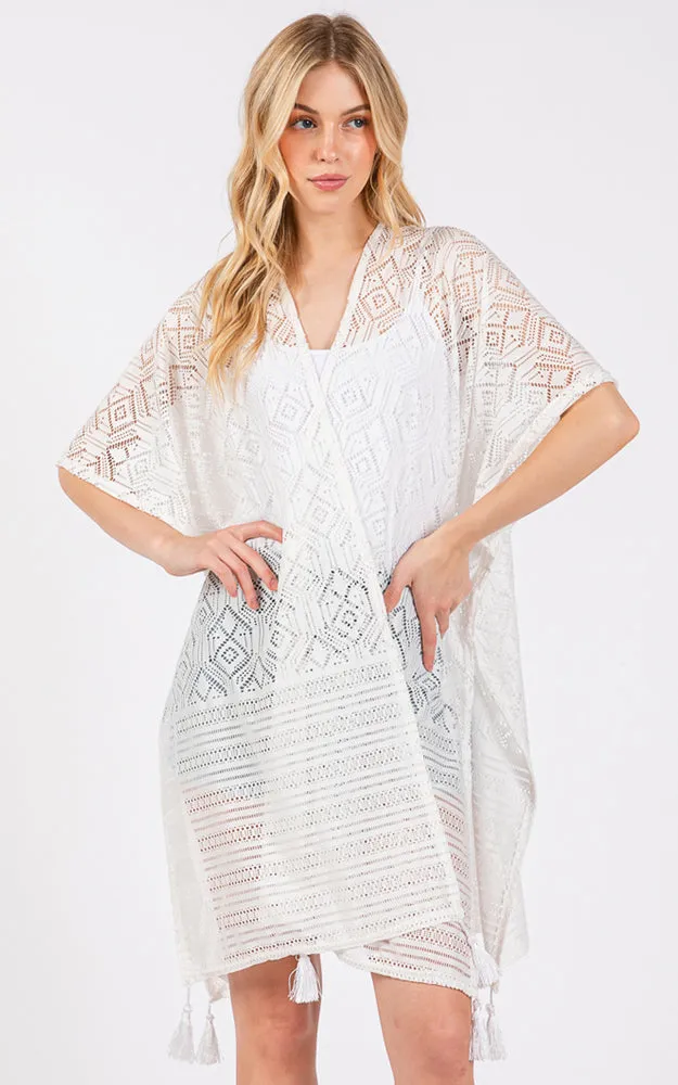 MS0432 GEOMETRIC PATTERN TASSEL COVER UP