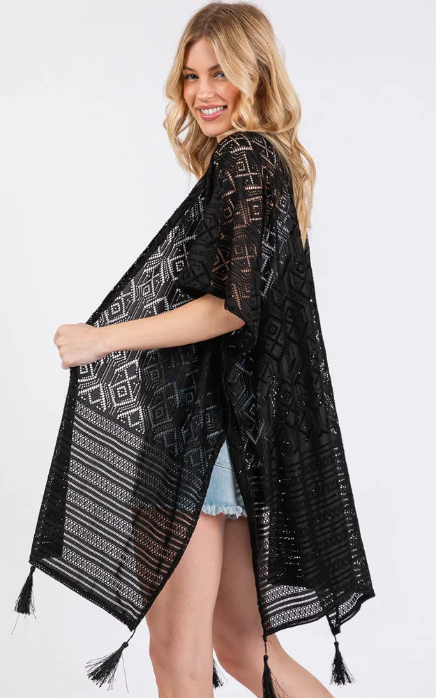MS0432 GEOMETRIC PATTERN TASSEL COVER UP