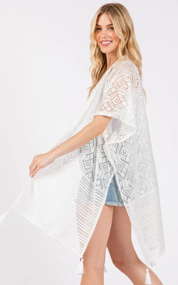 MS0432 GEOMETRIC PATTERN TASSEL COVER UP