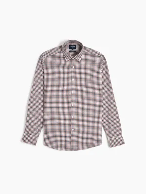 Navy & Burgundy Block Check Brushed Cotton Shirt