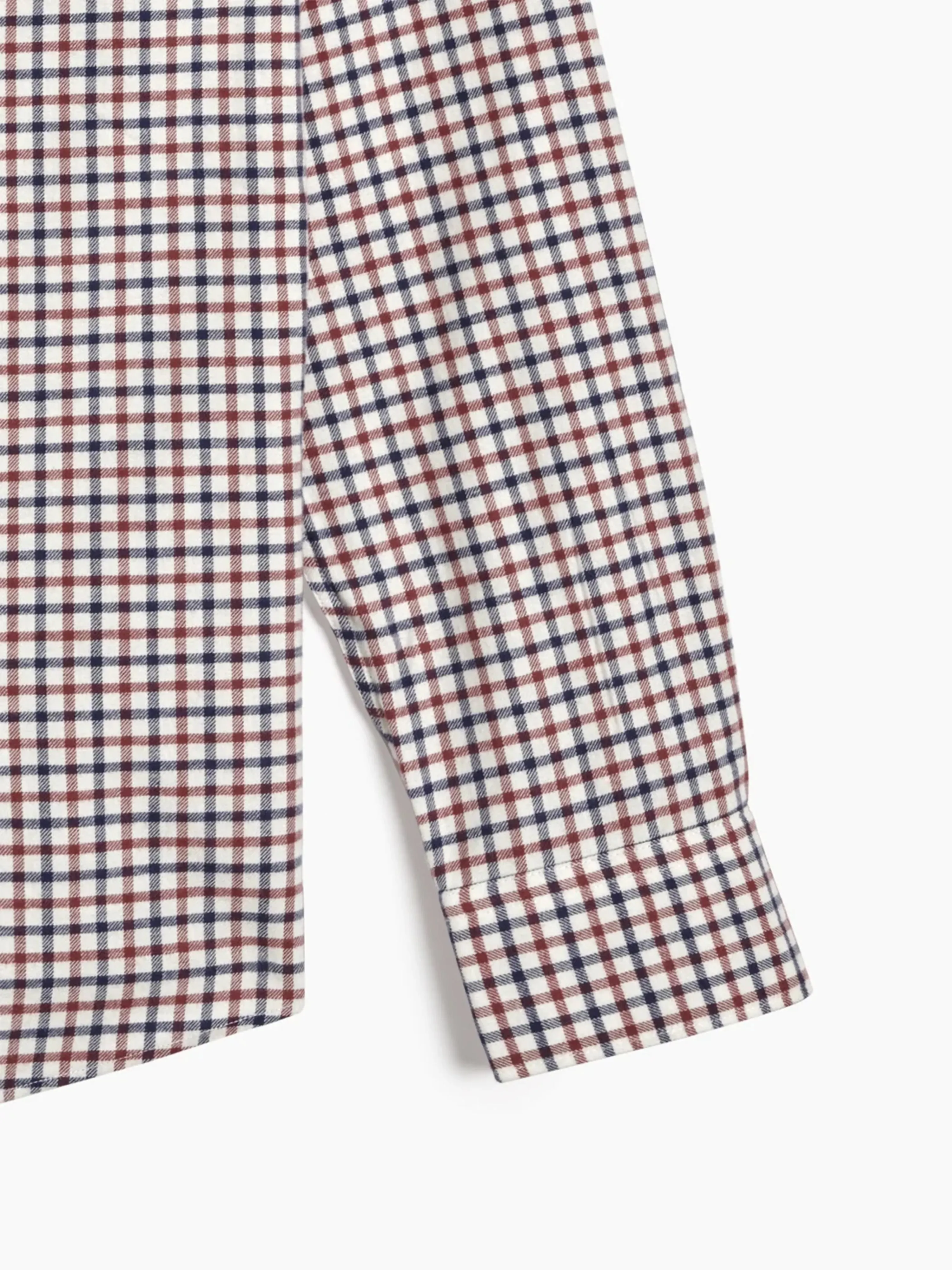 Navy & Burgundy Block Check Brushed Cotton Shirt
