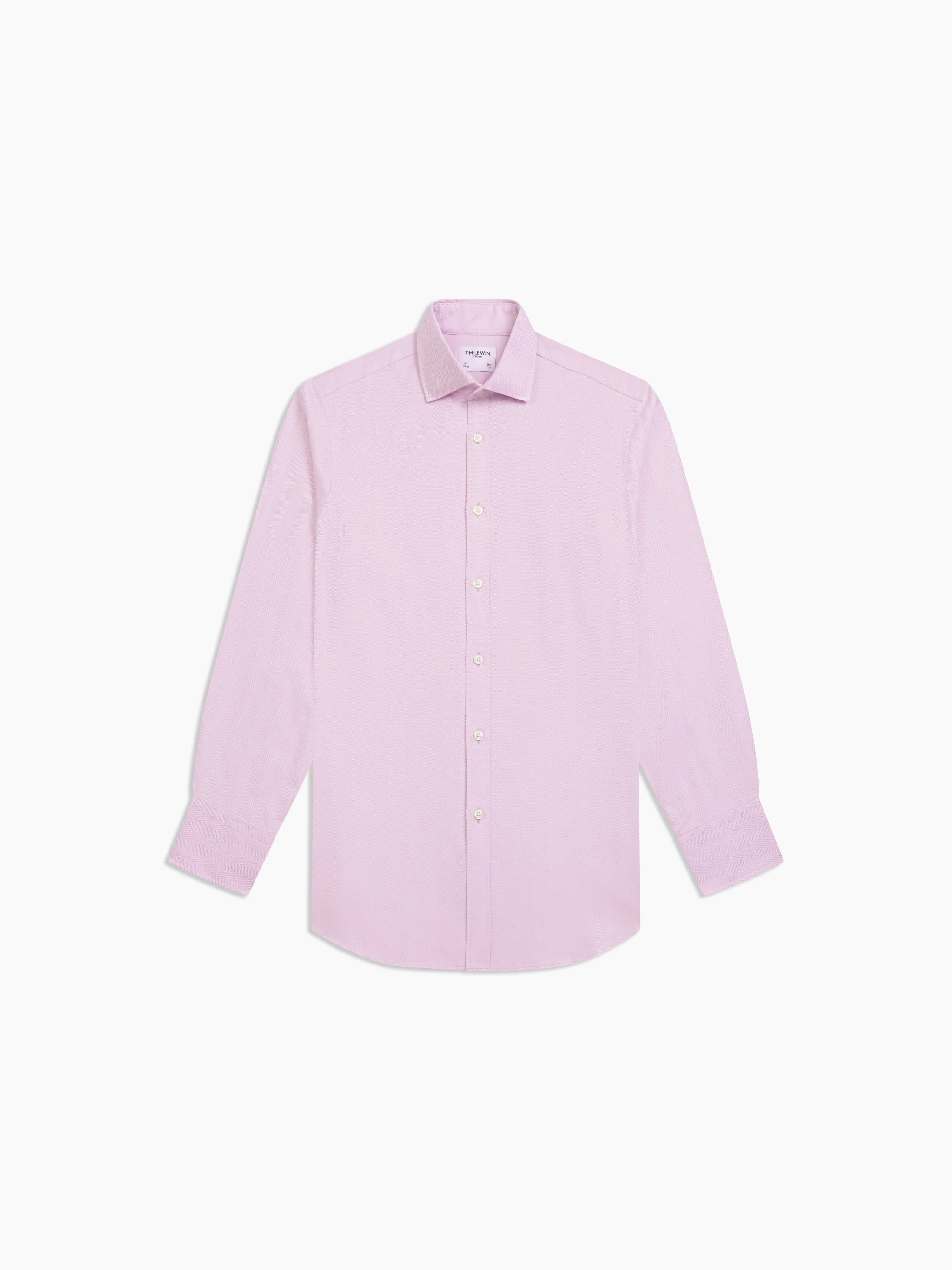 Non-Iron Lilac Herringbone Fitted Single Cuff Semi-Cutaway Collar Shirt
