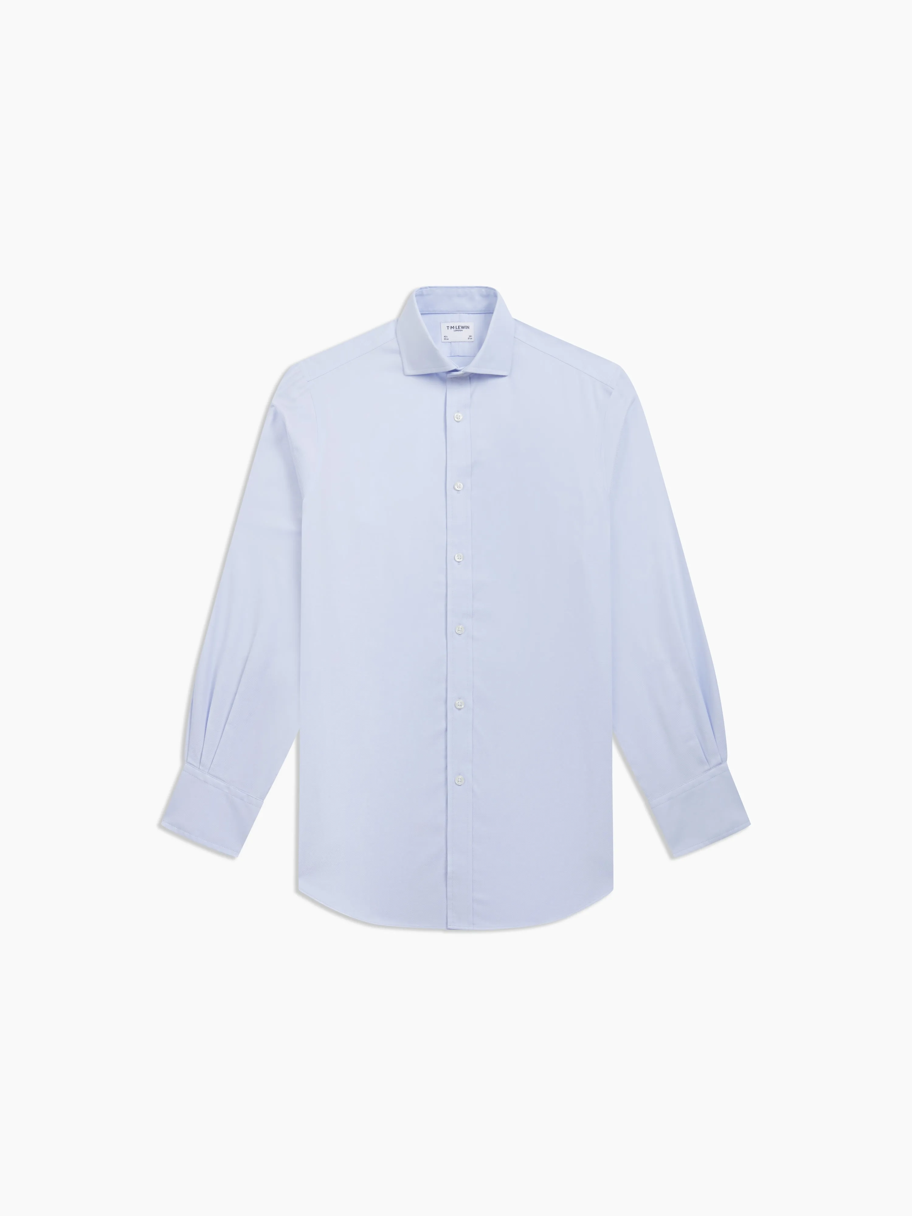 Non-Iron Sky Blue Plain Oxford Fitted Single Cuff Semi-Cutaway Collar Shirt