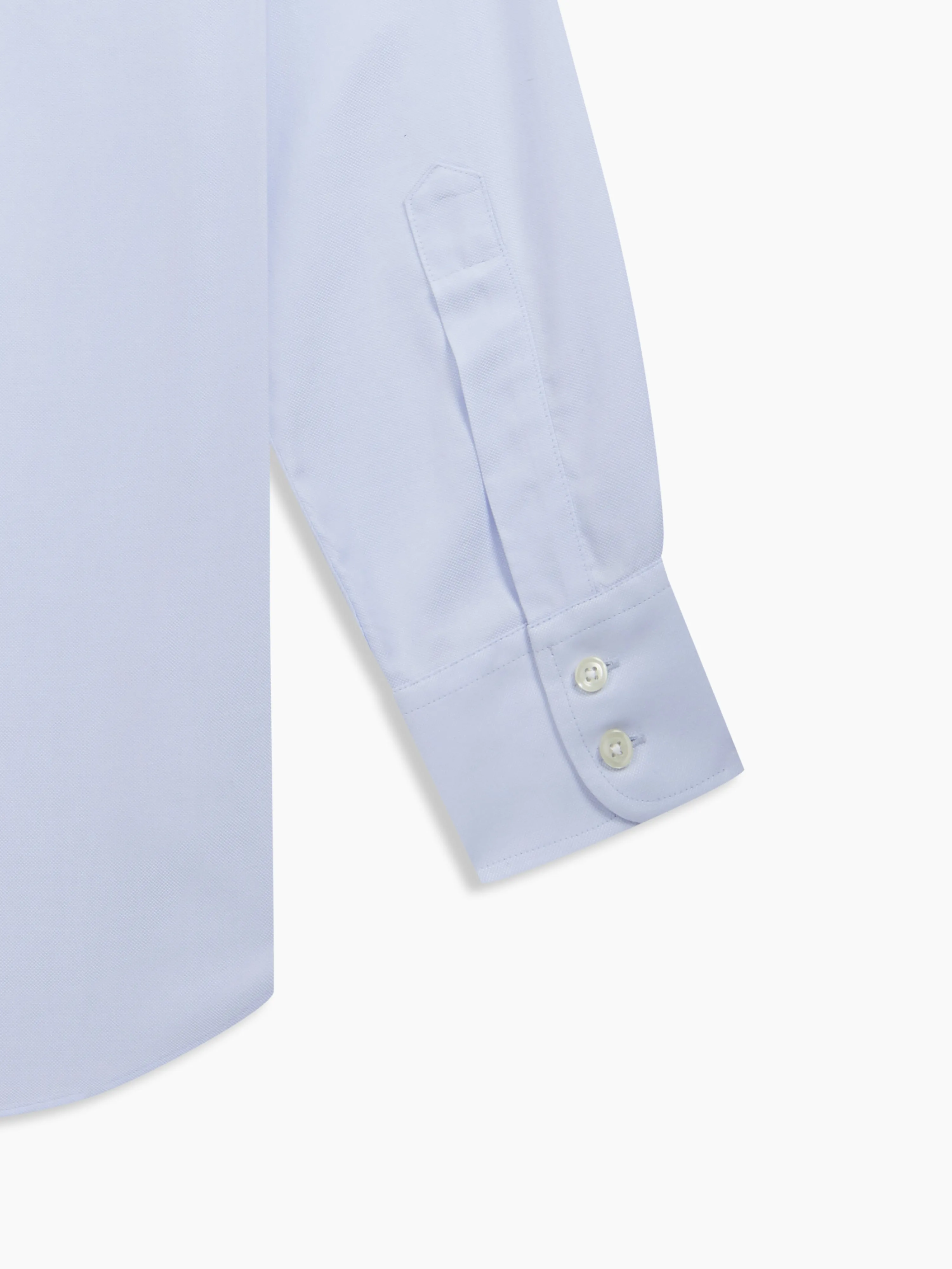 Non-Iron Sky Blue Plain Oxford Fitted Single Cuff Semi-Cutaway Collar Shirt