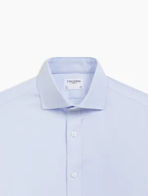 Non-Iron Sky Blue Plain Oxford Fitted Single Cuff Semi-Cutaway Collar Shirt