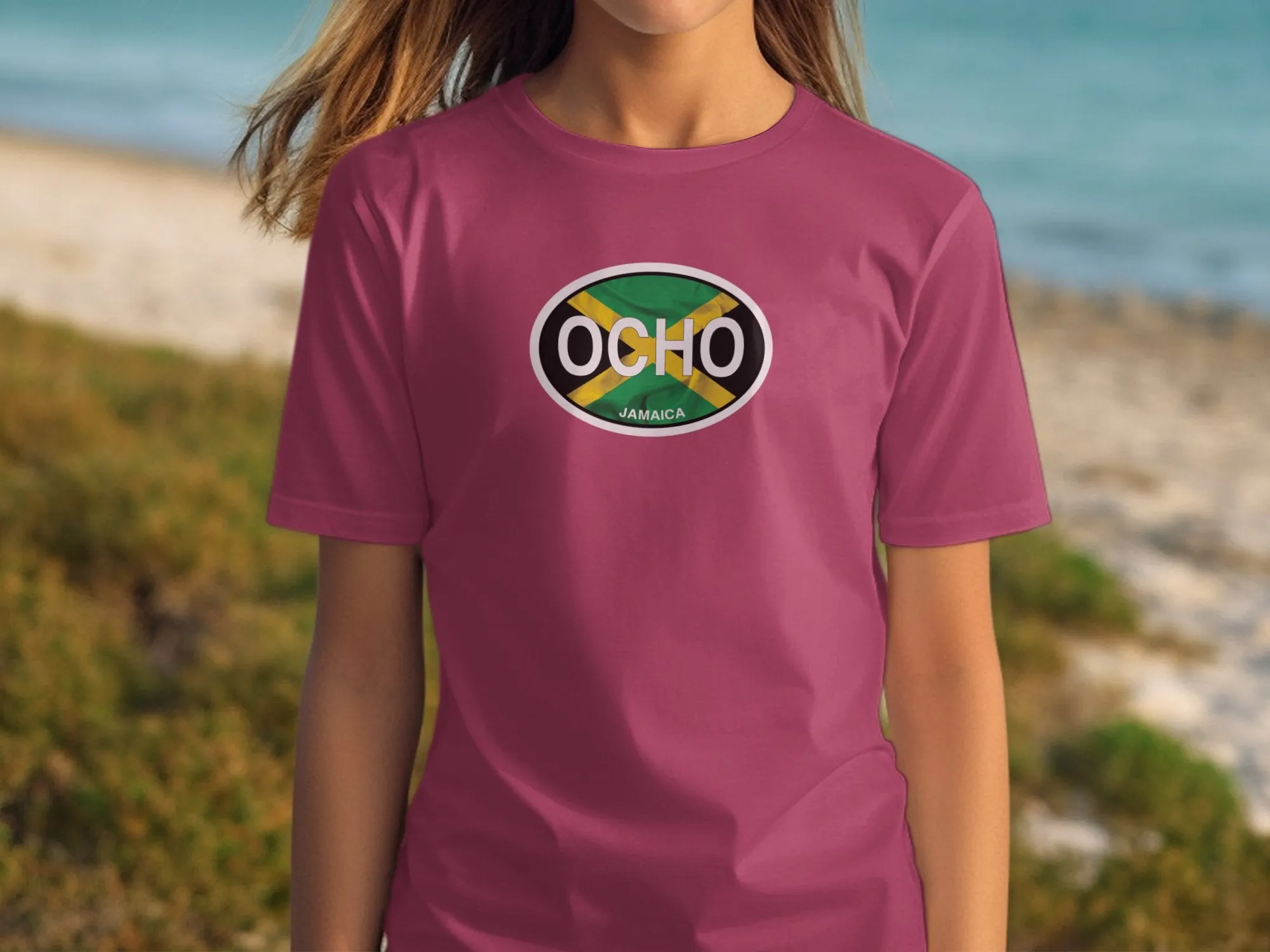 OCHO Jamaica Flag Design Graphic Unisex T-Shirts