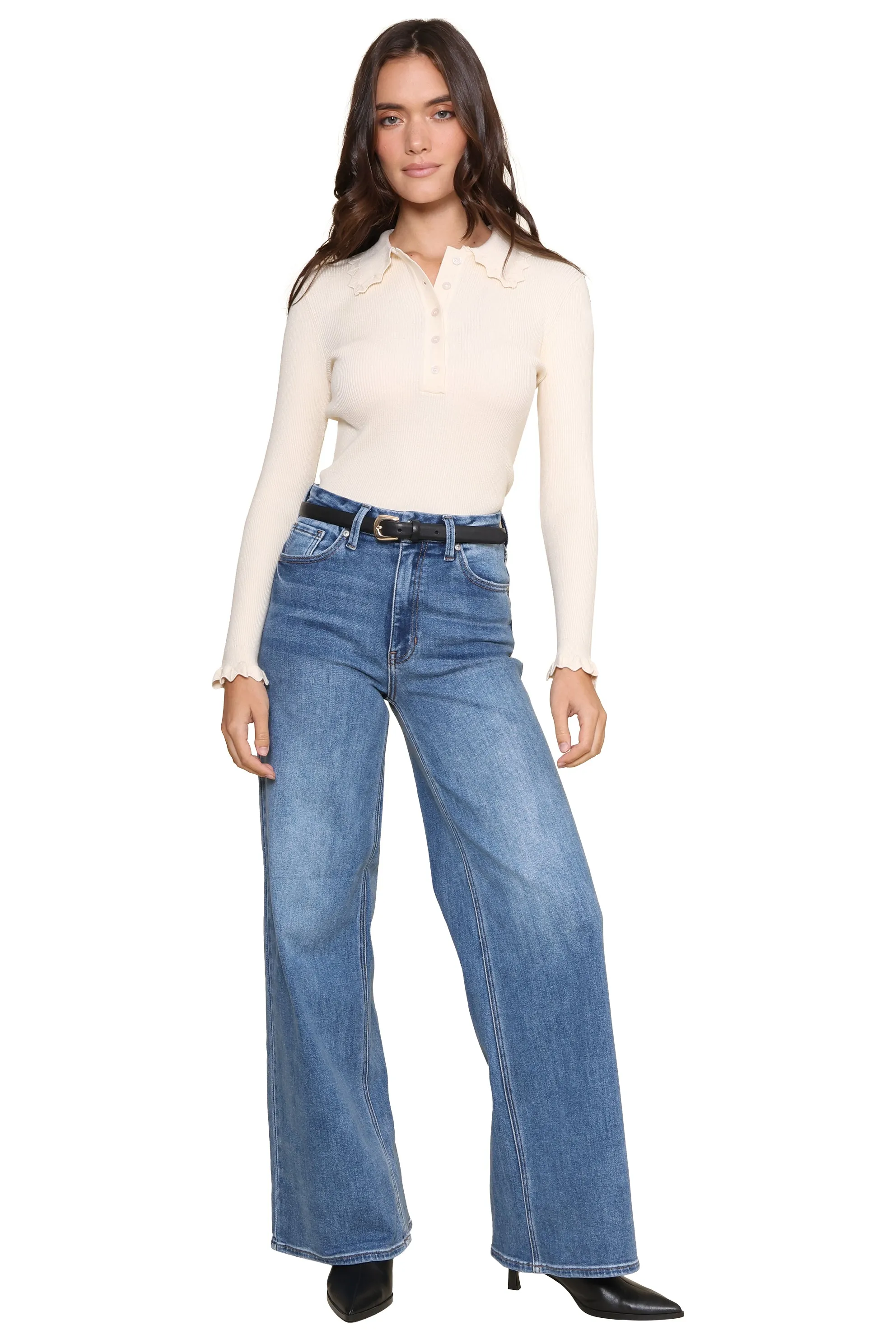 Rae Ribbed Polo Knit Top