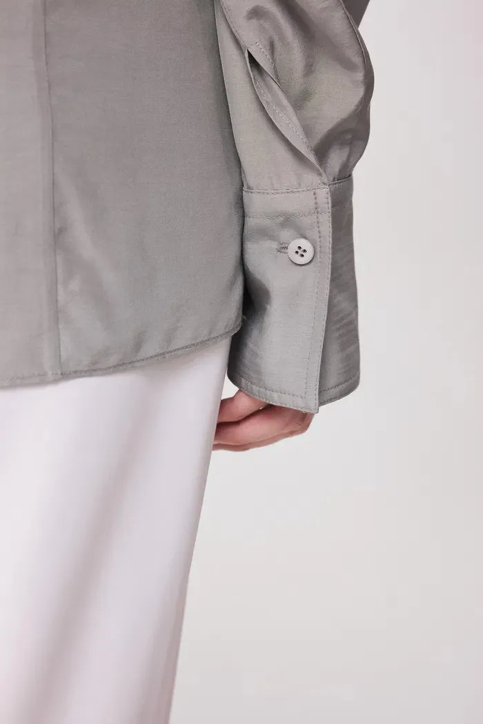 Roe Fitted Waist Blouse in Silk Wool