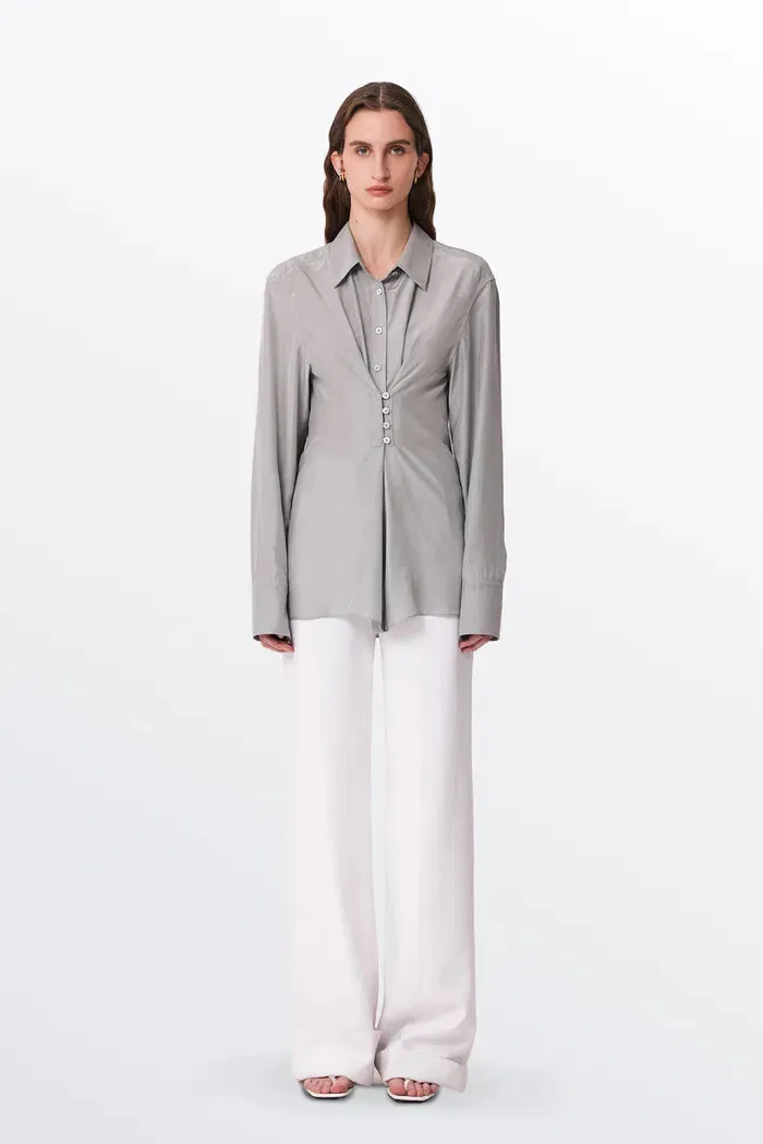 Roe Fitted Waist Blouse in Silk Wool