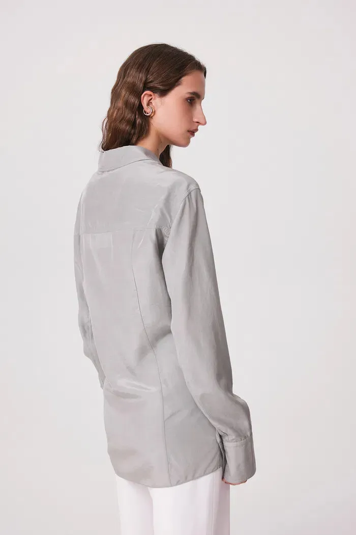Roe Fitted Waist Blouse in Silk Wool