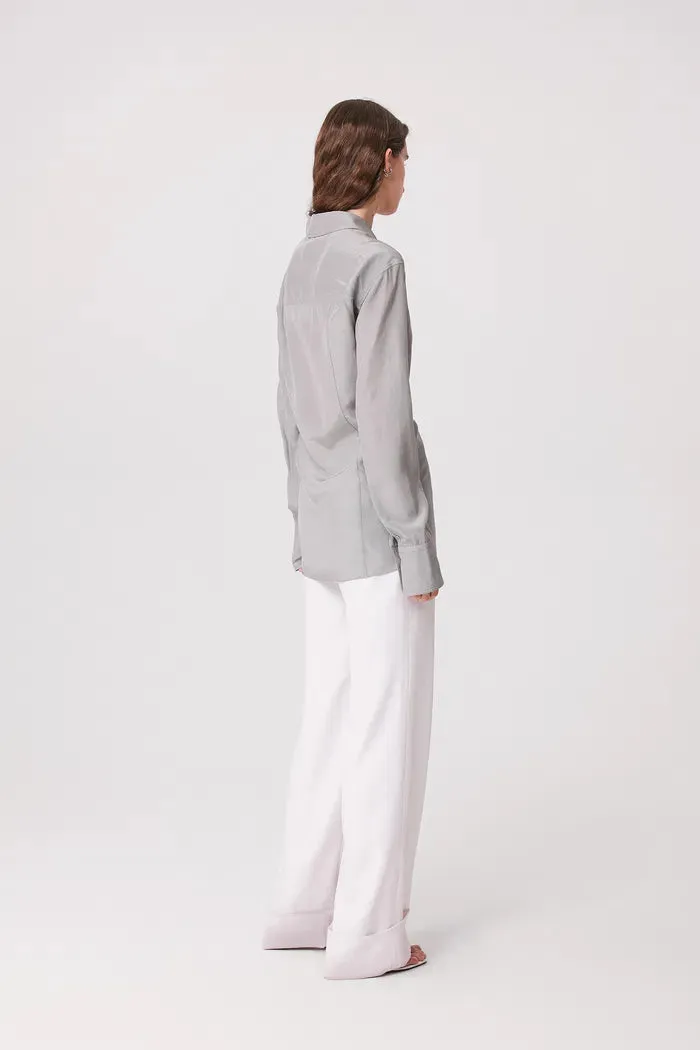 Roe Fitted Waist Blouse in Silk Wool