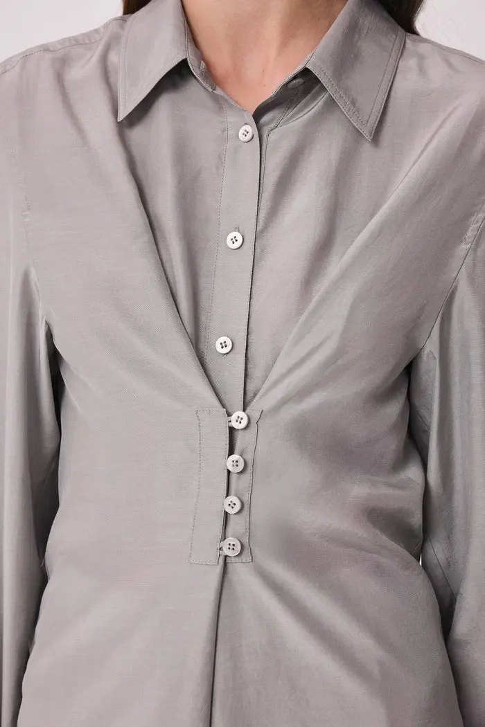 Roe Fitted Waist Blouse in Silk Wool