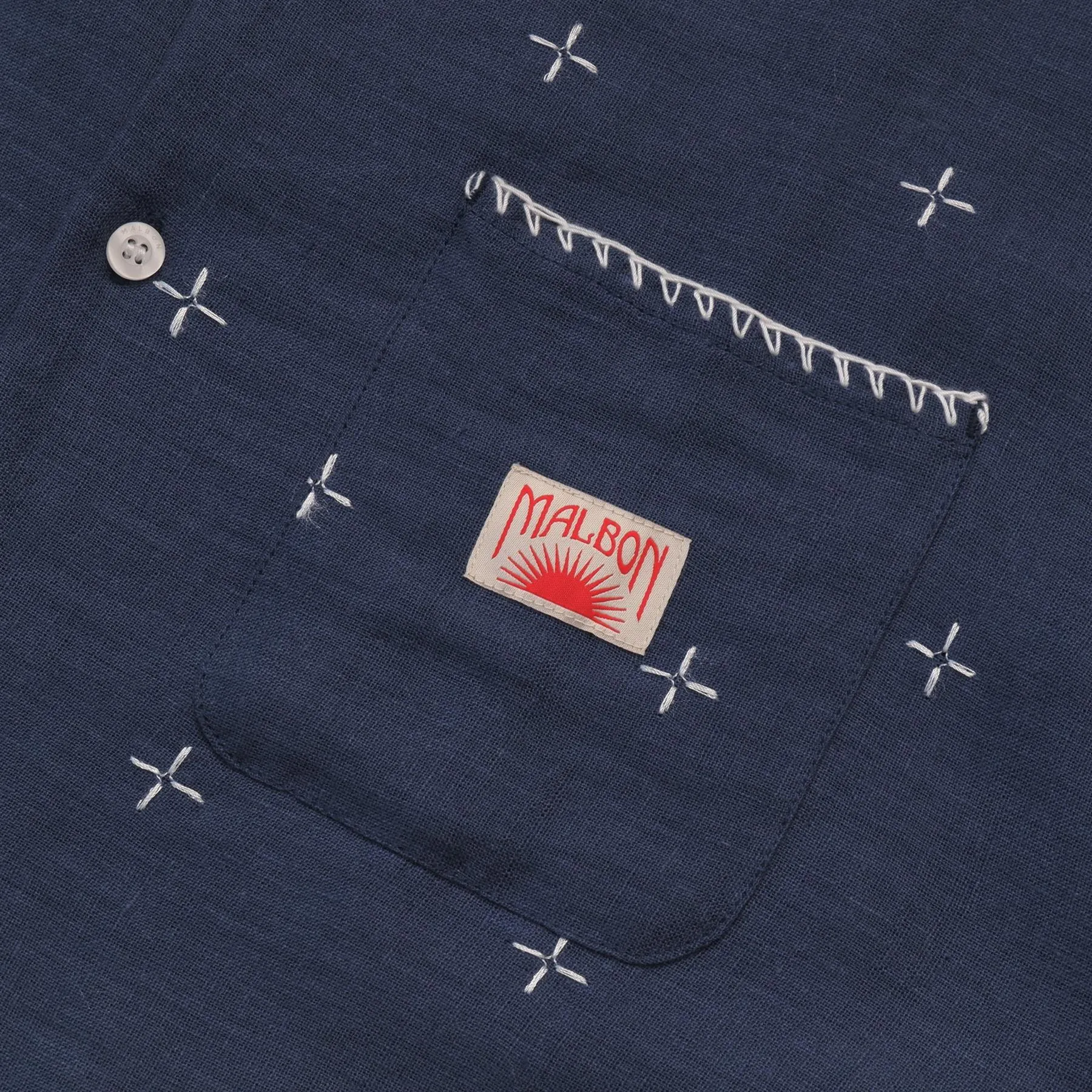 Ronin Linen Button Down Polo Navy - 2024