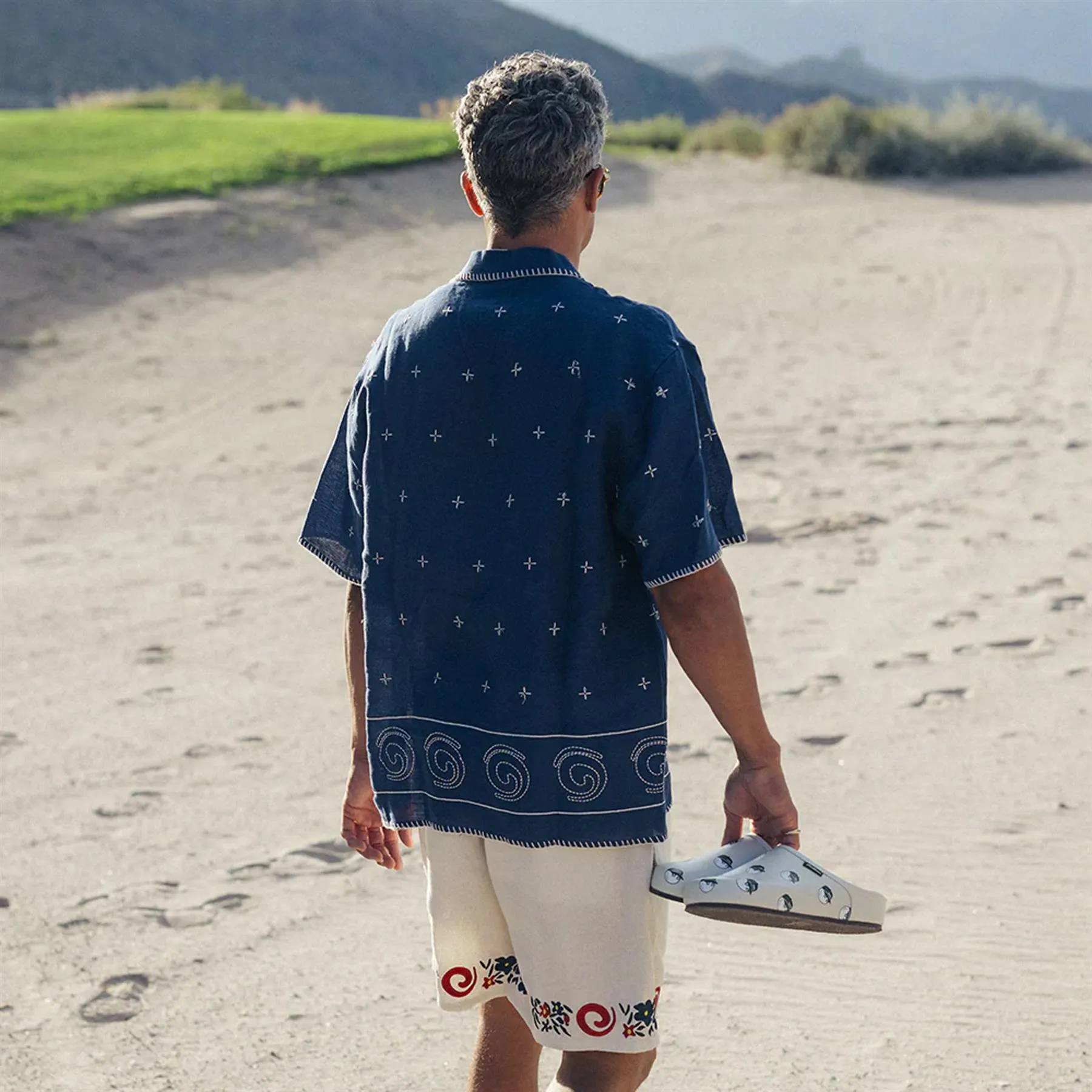 Ronin Linen Button Down Polo Navy - 2024
