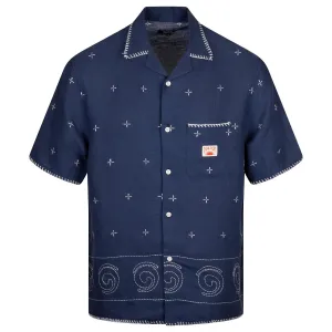 Ronin Linen Button Down Polo Navy - 2024