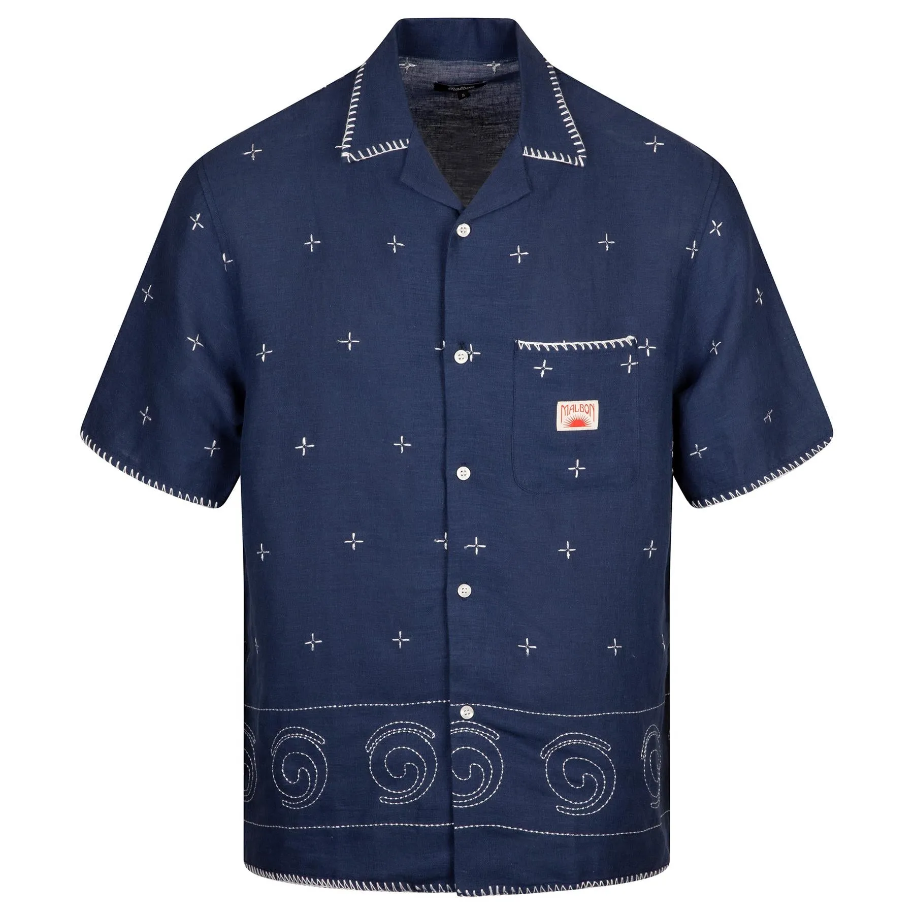 Ronin Linen Button Down Polo Navy - 2024